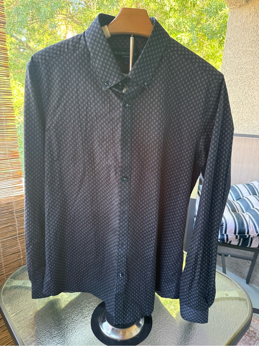 Paisley & Gray Navy Micro-Pattern Dress Shirt slim fit